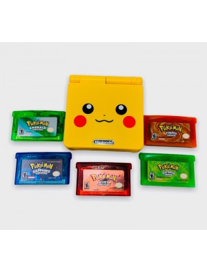 Pikachu Gameboy Advance SP Bundle w/Pokémon Games